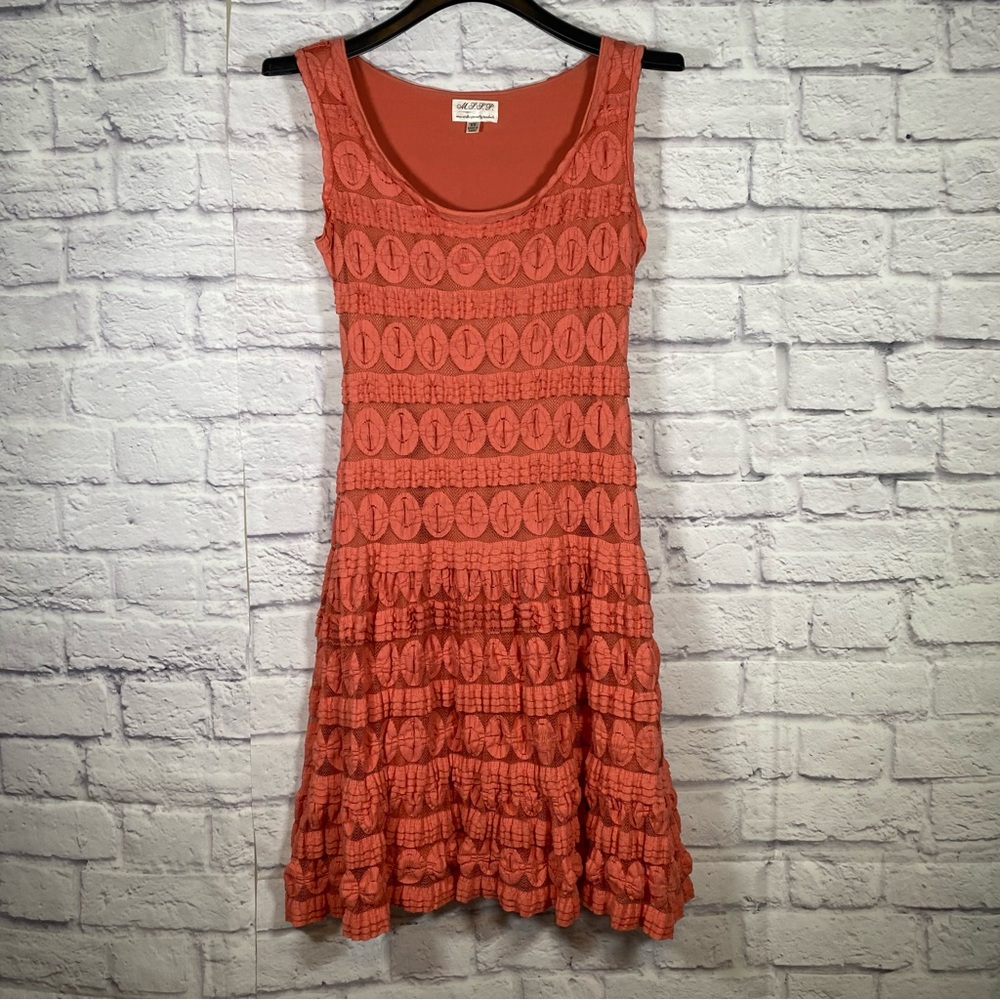 M.S.S.P. Max Studio Burnt Orange Lace Stretch Dress Size XS